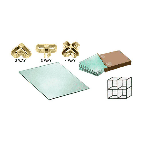 4 Cube Single Sided Tempered Glass Displayer with Brass Connectors