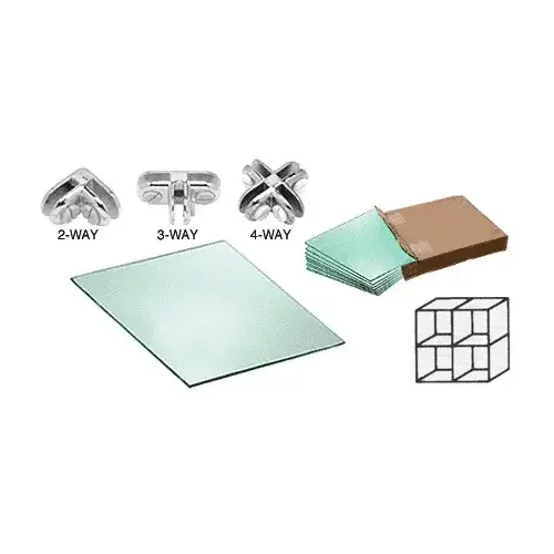 CRL SS22CH 4 Cube Single Sided Tempered Glass Displayer with Chrome Connectors