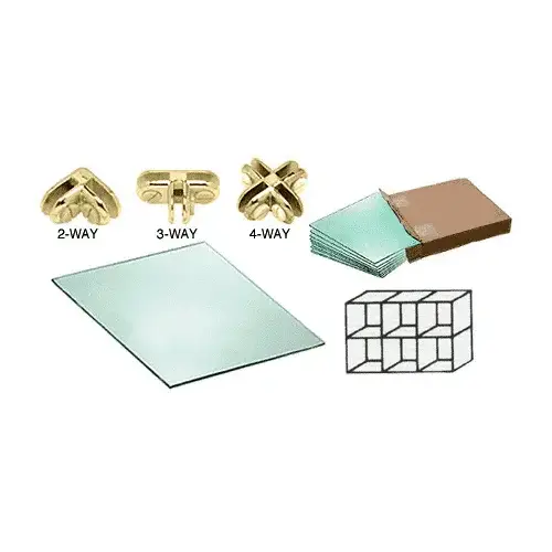 CRL SS32BR 6 Cube Single Sided Tempered Glass Displayer with Brass Connectors