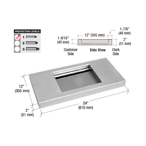 Brushed Stainless 72" Wide x 12" Deep Level 1 Protection Stainless Steel Shelf with Deal Tray