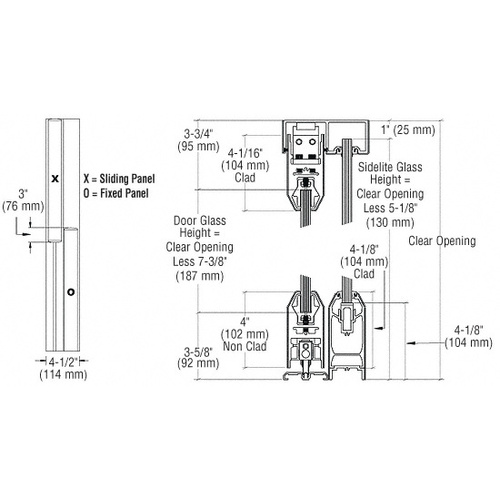 Polished Stainless Steel SSR Bottom Rolling Sliding Door System XO/OX