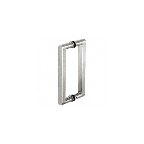 Polished Stainless 12" Glass Mounted Square Back-to-Back Pull Handle