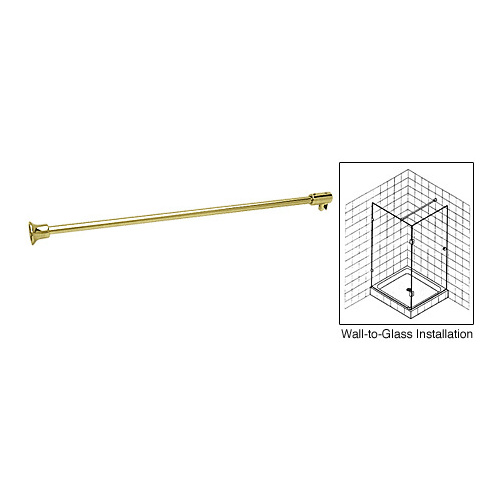 Polished Brass Frameless Shower Door Fixed Panel Wall-to-Glass Support Bar for 3/8" to 1/2" Thick Glass
