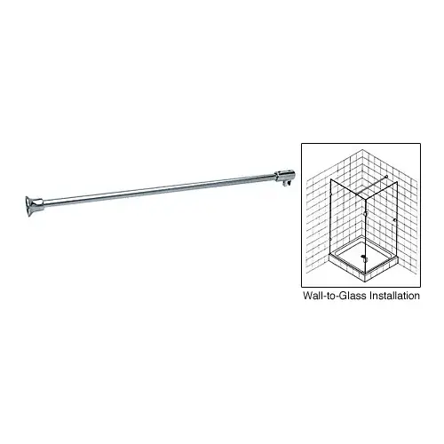 Chrome 51" Frameless Shower Door Fixed Panel Wall-to-Glass Support Bar for 3/8" to 1/2" Thick Glass