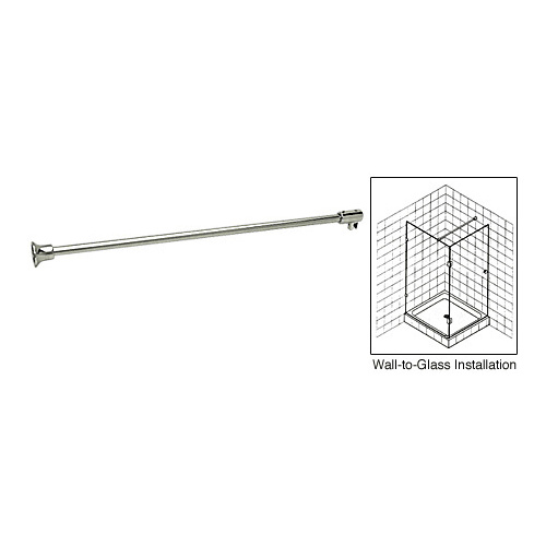 Polished Nickel Frameless Shower Door Fixed Panel Wall-To-Glass Support Bar for 3/8" to 1/2" Thick Glass