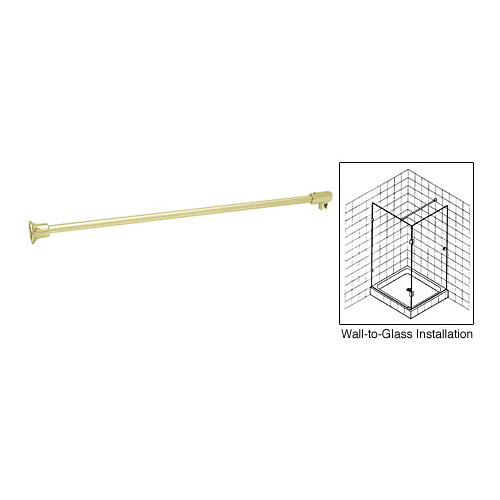 Satin Brass Frameless Shower Door Fixed Panel Wall-To-Glass Support Bar for 3/8" to 1/2" Thick Glass