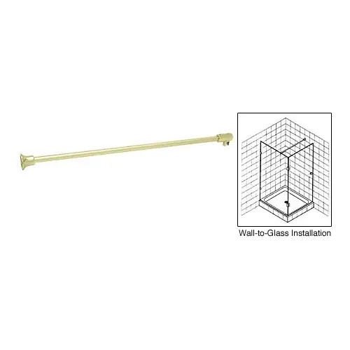 Satin Brass Frameless Shower Door Fixed Panel Wall-To-Glass Support Bar for 3/8" to 1/2" Thick Glass