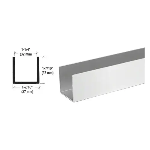 Satin Anodized 1-1/4" U-Channel Extrusion -  24" Stock Length - pack of 25