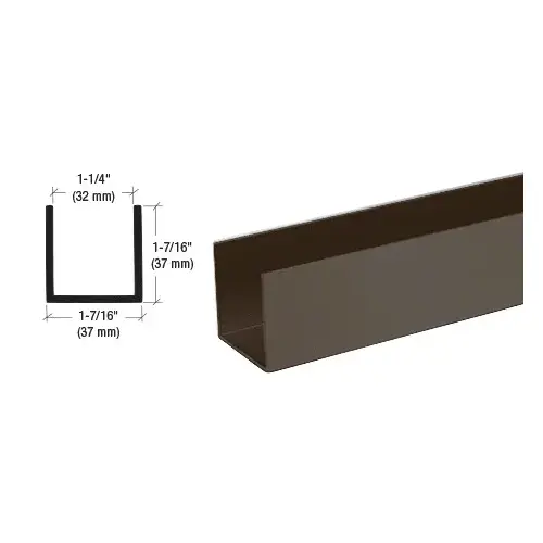 Black Bronze Anodized 1-1/4" U-Channel Extrusion -  48" Stock Length - pack of 50