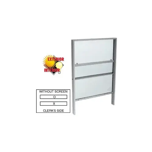 CRL SW1000A Satin Anodized Vertical Sliding Service Window with 1/4" Vinyl Glazing without Screen