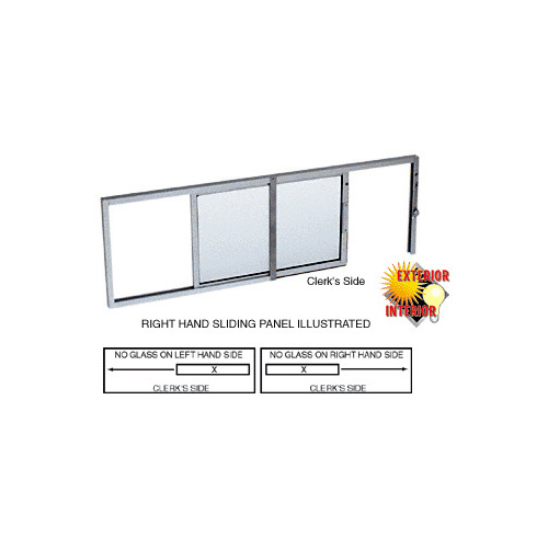 Satin Anodized Horizontal Sliding Service Window X- or -X Format with 1/4" Glass No Screen