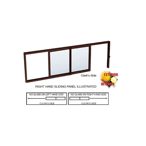 Duranodic Bronze Finish Horizontal Sliding Service Window X- or -X Format with 1/8" & 1/4" Vinyl Only No Screen