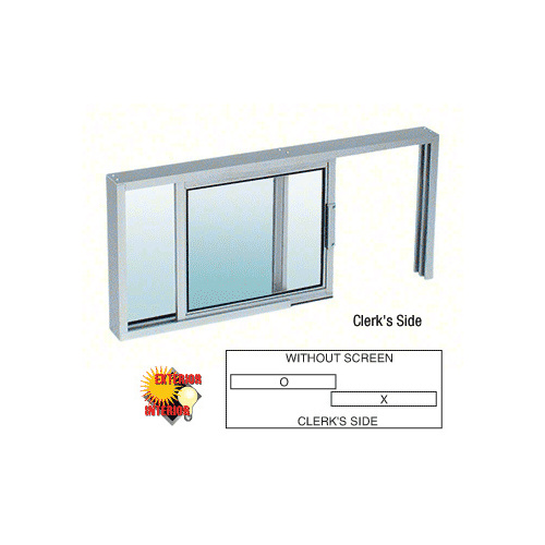 Satin Anodized Horizontal Sliding Service Window XO or OX Format with 1/8" Glass Only No Screen