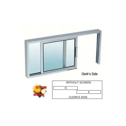 Satin Anodized Horizontal Sliding Service Window XO or OX Format with 1/8" or 1/4" Vinyl Only - No Screen