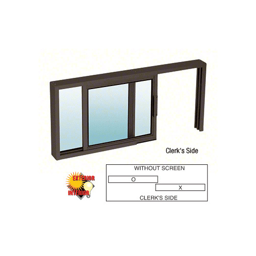 Duranodic Bronze Horizontal Sliding Service Window XO or OX Format with 1/4" Glass Only - No Screen