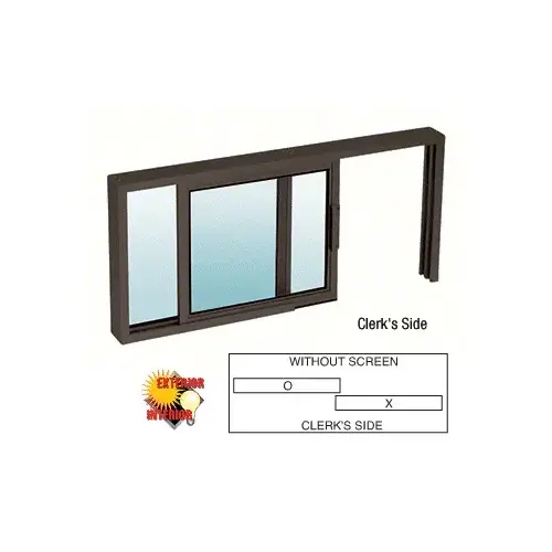 Duranodic Bronze Horizontal Sliding Service Window XO or OX Format with 1/8" Glass Only No Screen