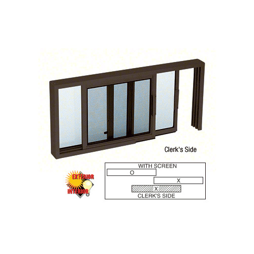 Duranodic Bronze Horizontal Sliding Service Window XO or OX Format With 1/2" Insulating Glass with Screen