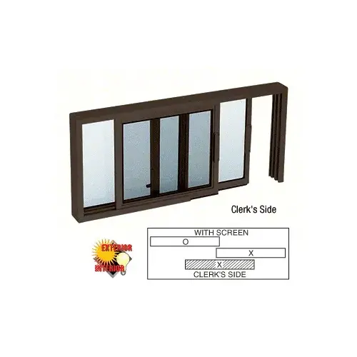 Duranodic Bronze Horizontal Sliding Service Window XO or OX Format with 1/2" Vinyl Only for I.G. with Screen