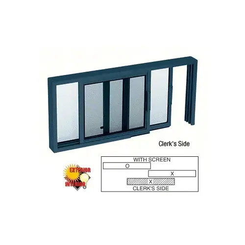 Custom Powder Painted Horizontal Sliding Service Window XO or OX Format With 1/2" Insulating Glass with Screen