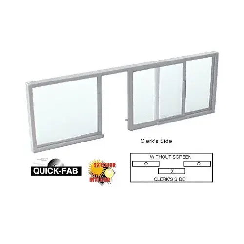 Satin Anodized Horizontal Sliding Service Window OXO Format with 1/4" Glass No Screen