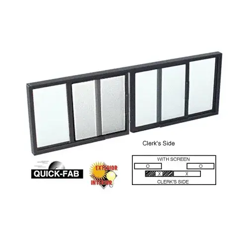 Duranodic Bronze Horizontal Sliding Service Window OXO Format with 1/4" Glass with Screen