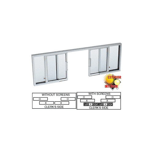 Satin Anodized Horizontal Sliding Service Window OXXO Format with 1/8" & 1/4" Vinyl Only no Screen