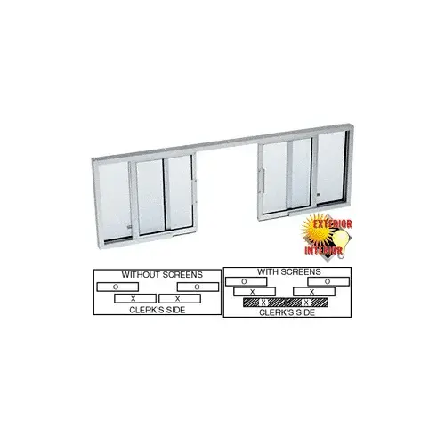 Satin Anodized Horizontal Sliding Service Window OXXO Format with 1/4" Glass no Screen