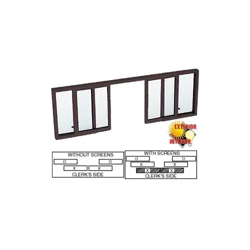 Duranodic Bronze Horizontal Sliding Service Window OXXO Format with 1/8" & 1/4" Vinyl Only with Screen