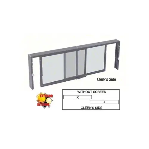 Satin Anodized Horizontal Sliding Service Window XX Format with 1/8" Glass no Screen
