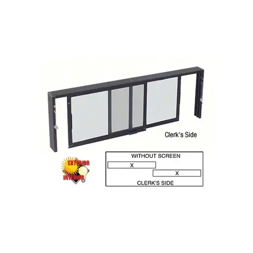 Duranodic Bronze Horizontal Sliding Service Window XX Format with 1/2" Vinyl Only for I.G. No Screen