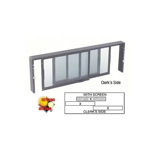 Satin Anodized Horizontal Sliding Service Window XX Format with 1/4" Glass with Screen