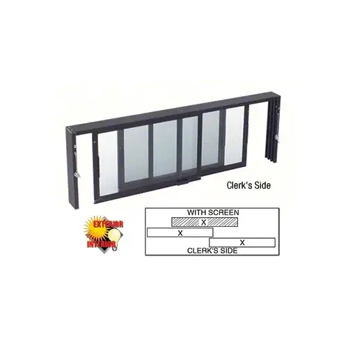 Duranodic Bronze Horizontal Sliding Service Window XX Format with 1/8" Glass with Screen