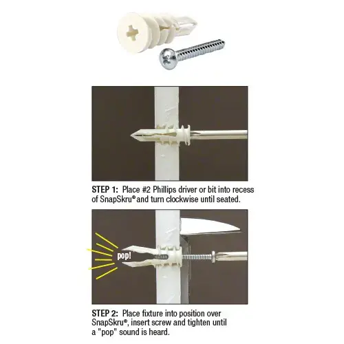 Toggler TA3001S SnapSkru Self-Drilling Drywall Regular Anchors with Screws