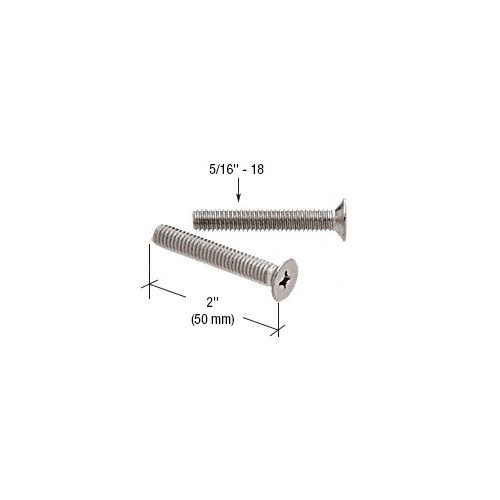 CRL TB2CH 5/16"-18 x 2" Through-Bolts for 3/8" to 3/4" Thick Glass Door Pull Mounting Pair Satin Anodized