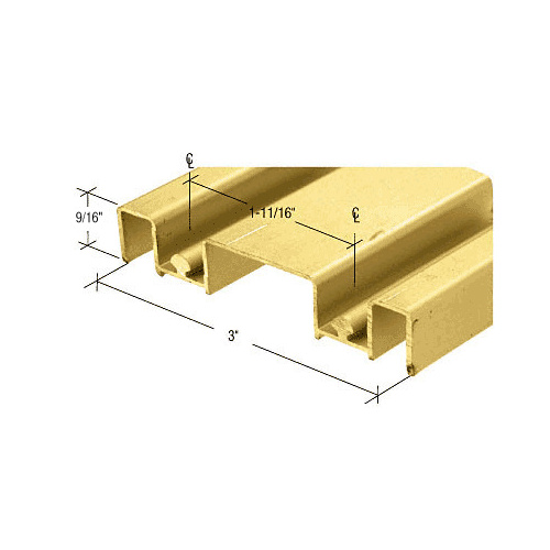 Brite Gold Anodized 3" Deep Mirror Door Track - 12' Long