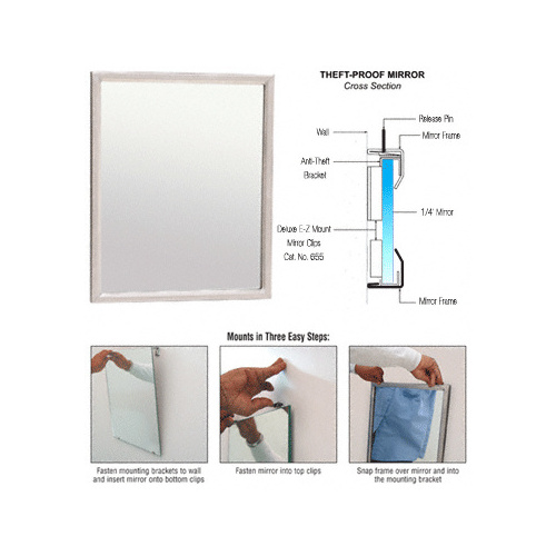 16" x 20" Stainless Steel Theft-Proof Mirror Frame