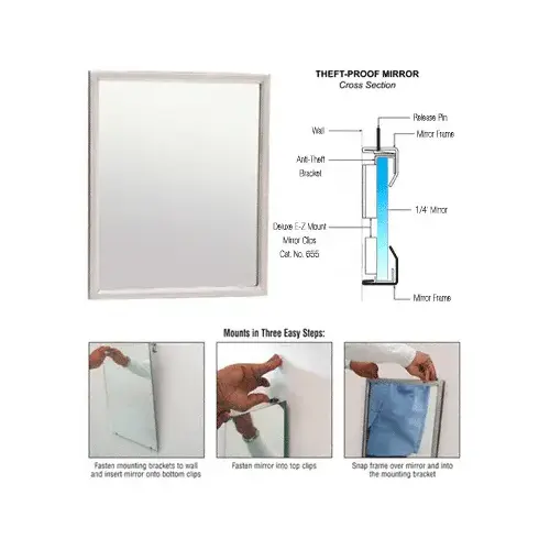 18" x 24" Stainless Steel Theft-Proof Mirror Frame