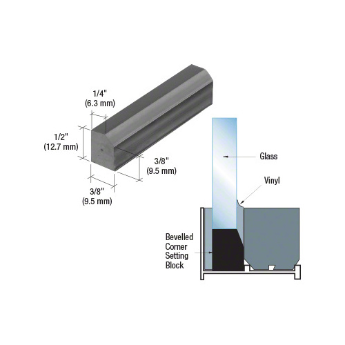 "Vinyl Set" Beveled Corner Setting Blocks 2" Long Black