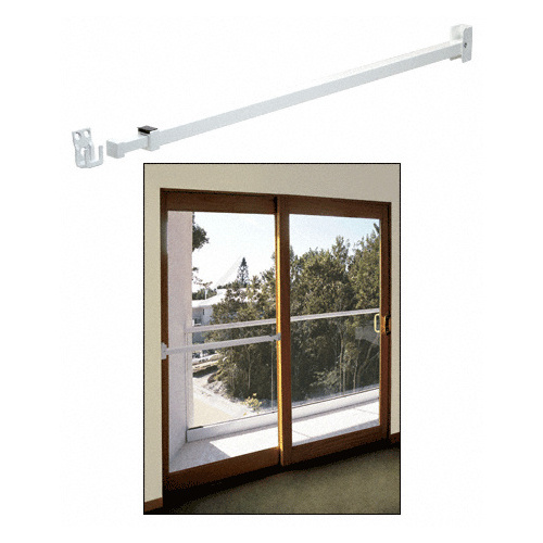 White Telescoping Security Bar Lock for Sliding Glass Doors