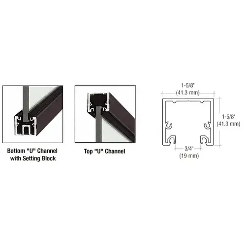 Black Bronze Anodized 240" Length U-Channel with Roll-In Top Load Gasket