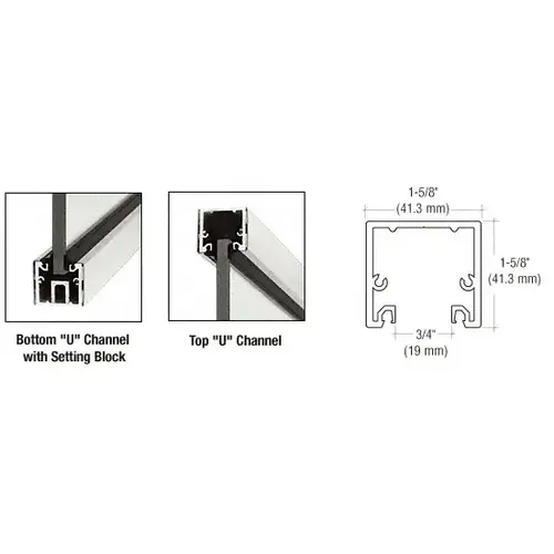 Satin Anodized 240" Length U-Channel with Roll-In Top Load Gasket