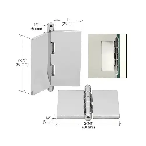 UV Large Flat Glass-to-Glass Hinge Chrome