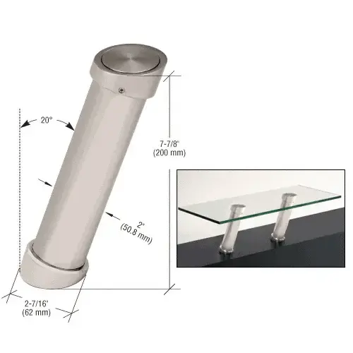 CRL UV0137 Satin Nickel 7-7/8" UV Bonded Angled Countertop Support