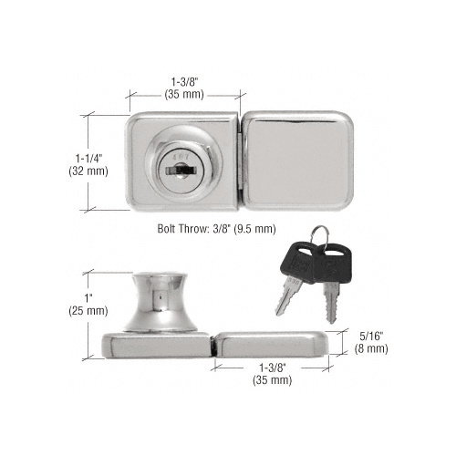 CRL UV417CH Chrome UV Bond Classic Series Glass Door Lock and Keeper for Double Doors