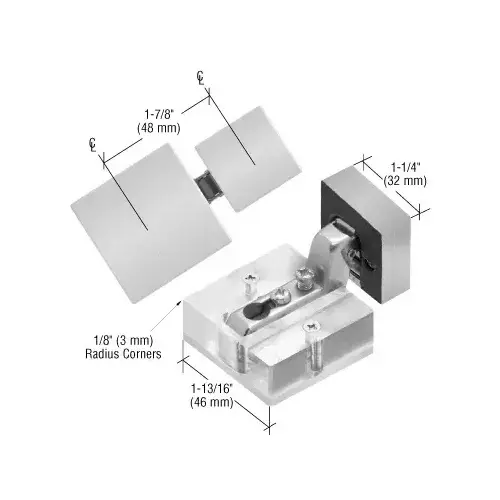 UV Square Glass-to-Glass Hinge Brushed Stainless Steel