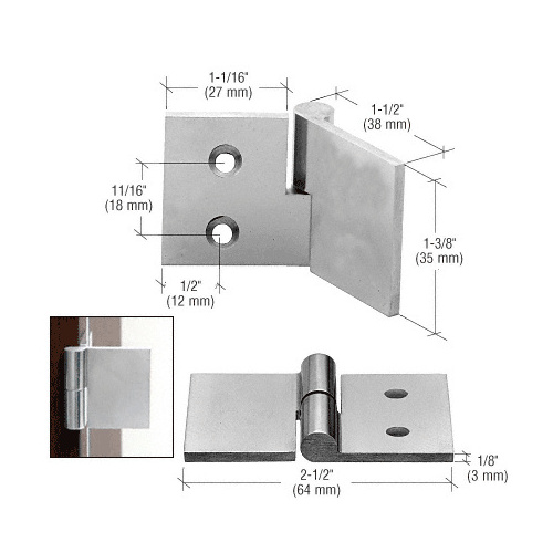 Polished Stainless UV Bond Right Hand Glass-to-Wood Hinge