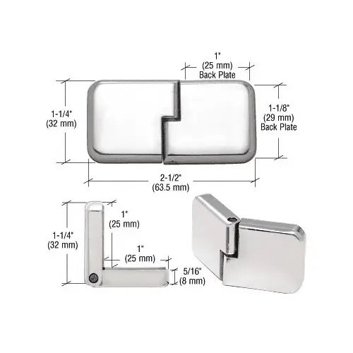 CRL UVHG3CH Chrome UV Bond Classic Series Glass Door Hinge