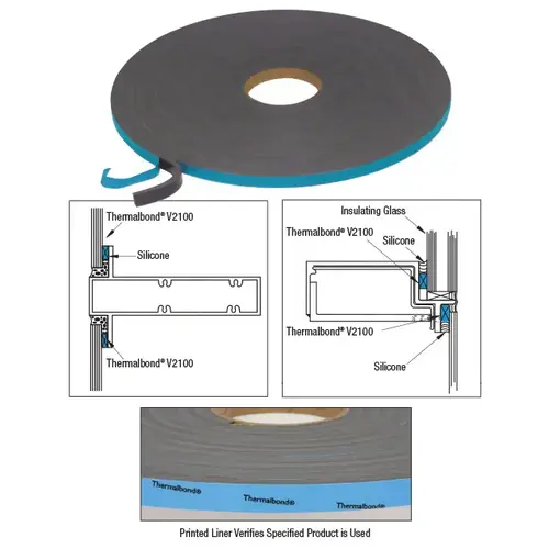 1/4" x 1/4" V2100 Thermalbond Structural Glazing Spacer Tape Black