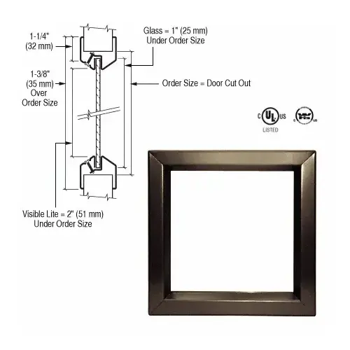CRL VLFEZ24X24 24" x 24" Door Vision Lite Bronze