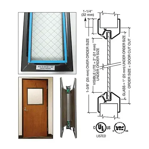 CRL VLFEZ7X22WS 7" x 22" Door Vision Lite with Wire Glass Bronze